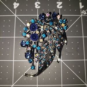 Elegant Blue and Silver Brooch